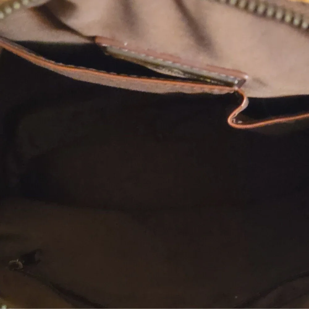 Bradford Exchange Animal Pattern Briefcase  Bag Zip Adjustable Strap Tan Brown